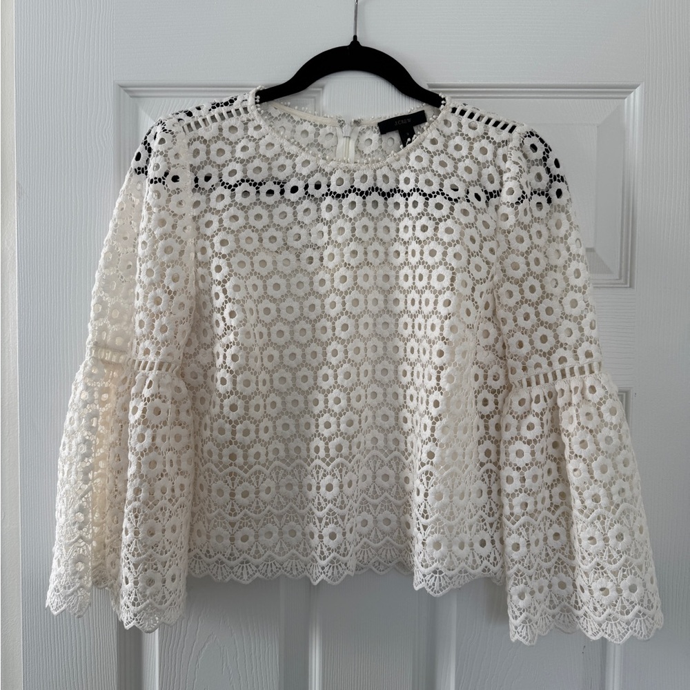 J. Crew White Lace Blouse